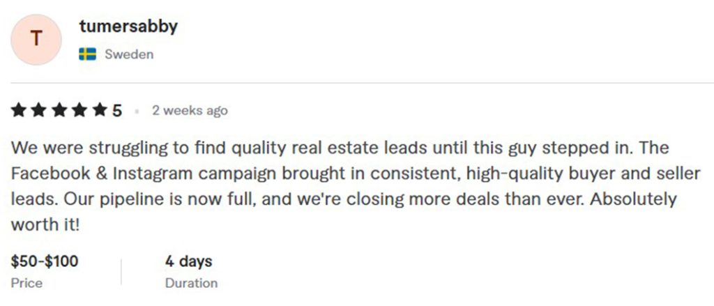Client review of Facebook and Instagram Ads Campaign by Digital Marketer Rony Howlader